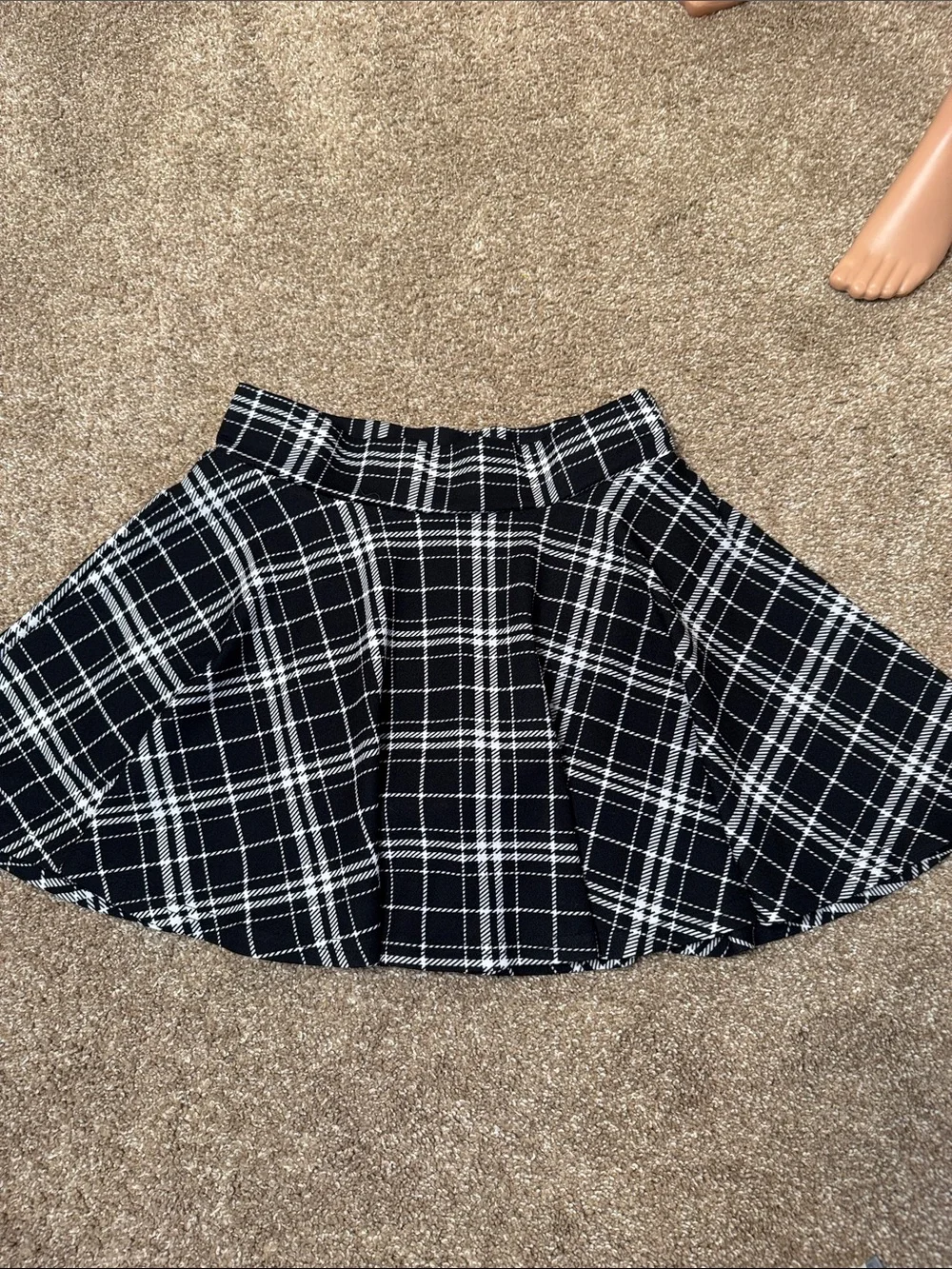 DJI Black & White Plaid Flared Skirt skater circular flared school girl SZ MD